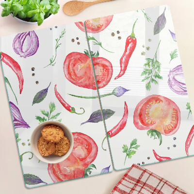 Planche à découper verre Accents végétaux à l'aquarelle
