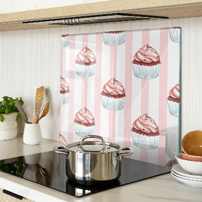Planche à découper en verre Cupcakes à rayures roses