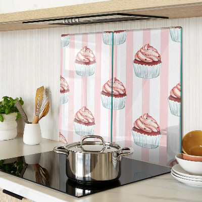 Planche à découper en verre Cupcakes à rayures roses