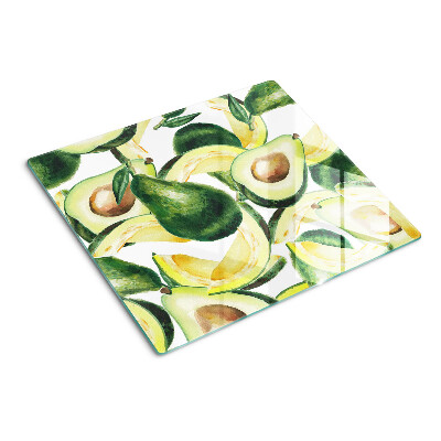 Planche à découper en verre Avocat sur fond de feuilles