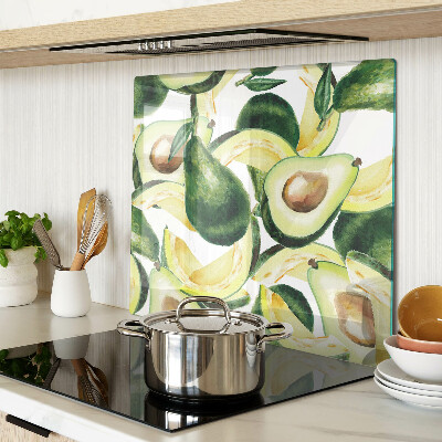 Planche à découper en verre Avocat sur fond de feuilles