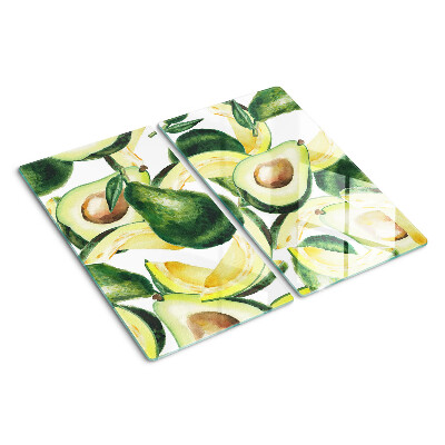 Planche à découper en verre Avocat sur fond de feuilles