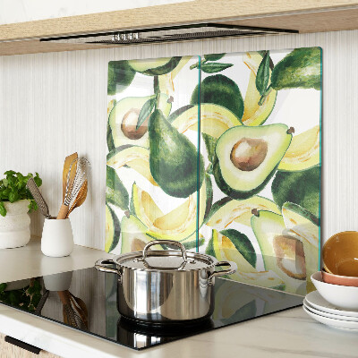 Planche à découper en verre Avocat sur fond de feuilles
