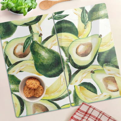 Planche à découper en verre Avocat sur fond de feuilles