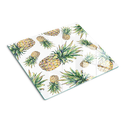 Planche à découper verre Ananas sur fond blanc