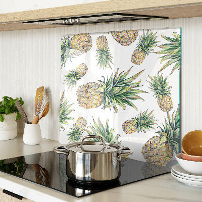 Planche à découper verre Ananas sur fond blanc