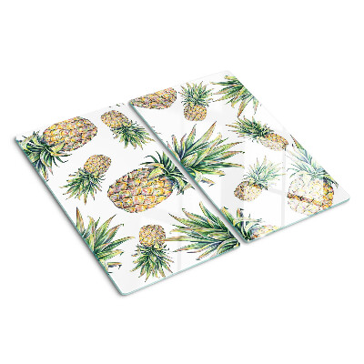 Planche à découper verre Ananas sur fond blanc
