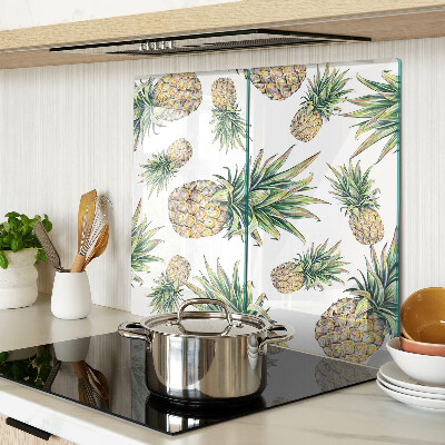 Planche à découper verre Ananas sur fond blanc