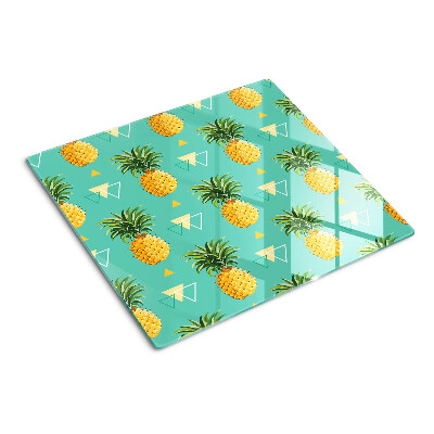 Planche à découper verre Ananas sur fond turquoise