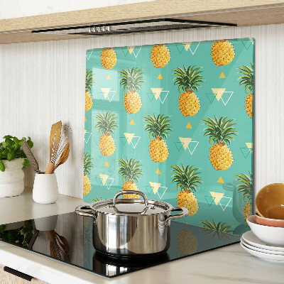 Planche à découper verre Ananas sur fond turquoise