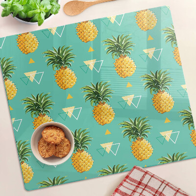 Planche à découper verre Ananas sur fond turquoise