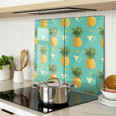 Planche à découper verre Ananas sur fond turquoise