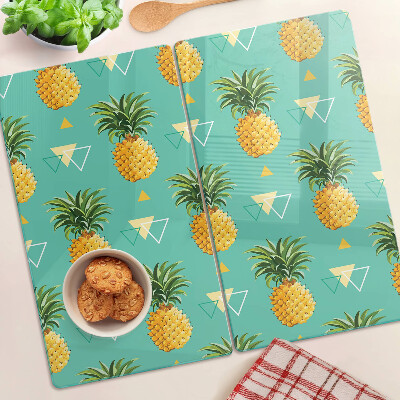 Planche à découper verre Ananas sur fond turquoise