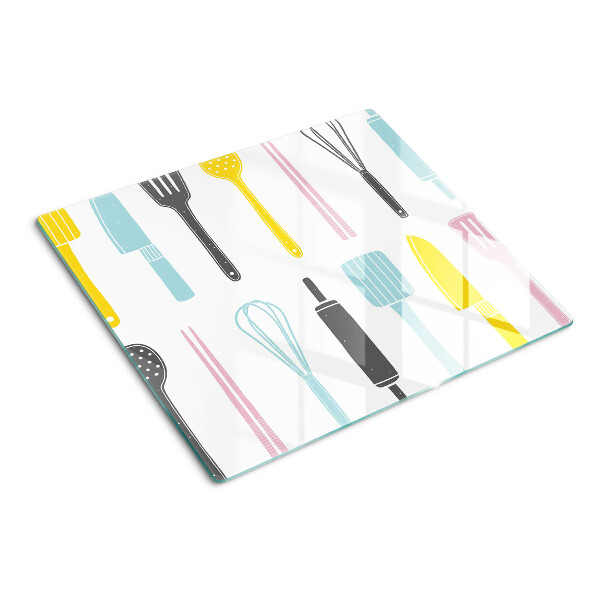 Planche à découper verre Ustensiles de cuisine aux couleurs pastel