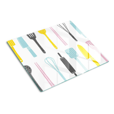 Planche à découper verre Ustensiles de cuisine aux couleurs pastel