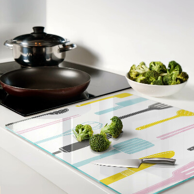 Planche à découper verre Ustensiles de cuisine aux couleurs pastel
