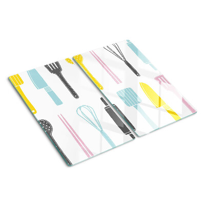Planche à découper verre Ustensiles de cuisine aux couleurs pastel