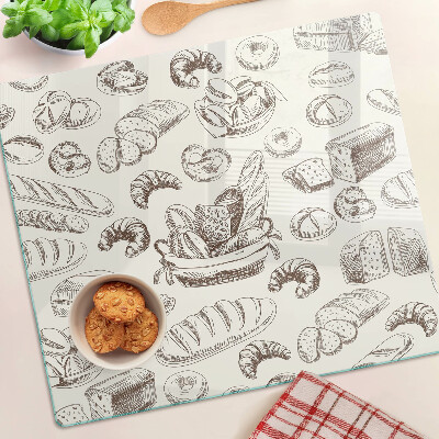 Planche à découper en verre Produits de boulangerie et collations sucrées