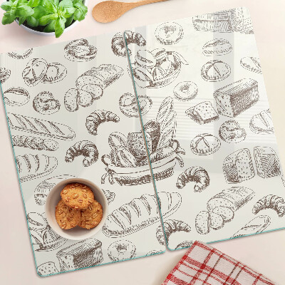 Planche à découper en verre Produits de boulangerie et collations sucrées