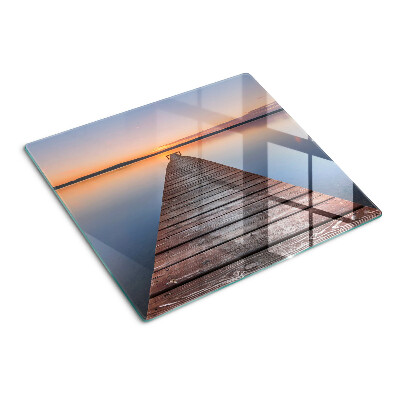 Planche à découper verre Jetée sur le lac au coucher du soleil