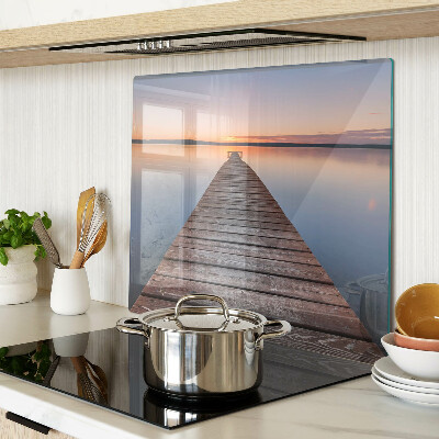 Planche à découper verre Jetée sur le lac au coucher du soleil