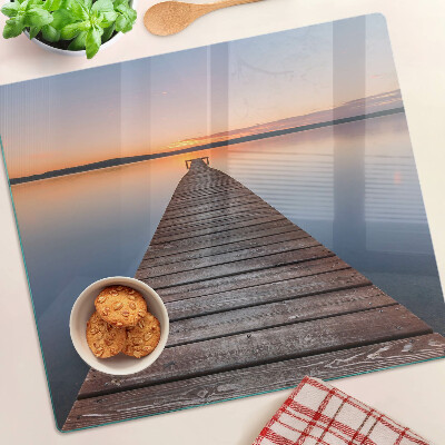 Planche à découper verre Jetée sur le lac au coucher du soleil