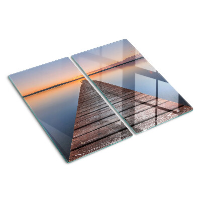 Planche à découper verre Jetée sur le lac au coucher du soleil