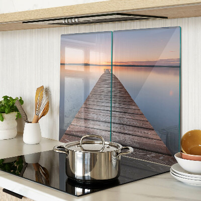 Planche à découper verre Jetée sur le lac au coucher du soleil