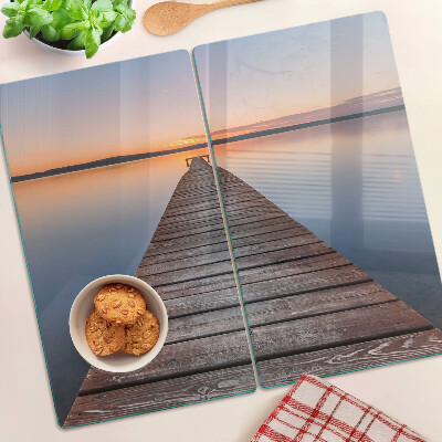 Planche à découper verre Jetée sur le lac au coucher du soleil