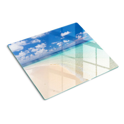 Planche à découper verre Plage avec ciel bleu