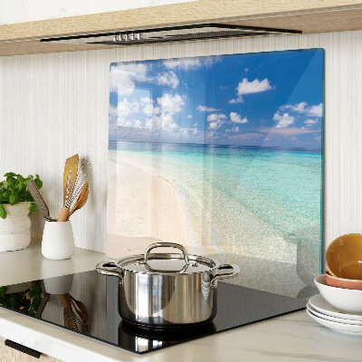 Planche à découper verre Plage avec ciel bleu