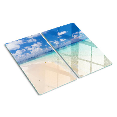 Planche à découper verre Plage avec ciel bleu
