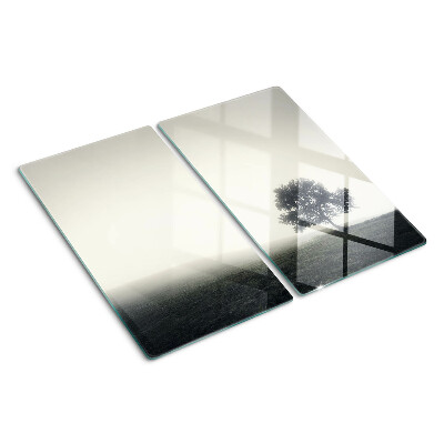 Planche à découper verre Un arbre dans un paysage brumeux