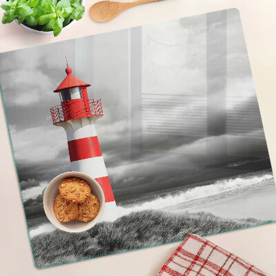 Planche à découper en verre Phare dans le paysage