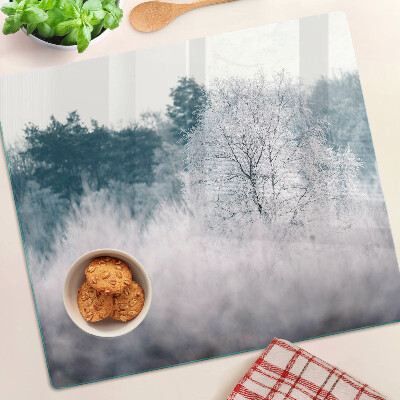 Planche à découper verre Paysage d'hiver avec des arbres