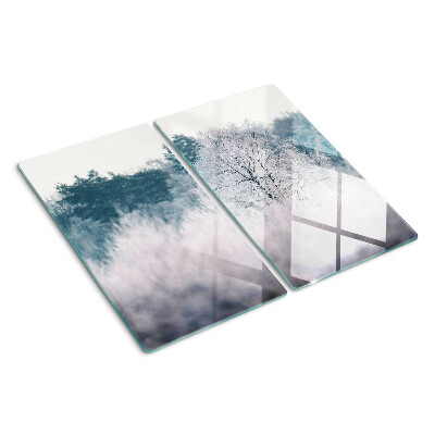Planche à découper verre Paysage d'hiver avec des arbres