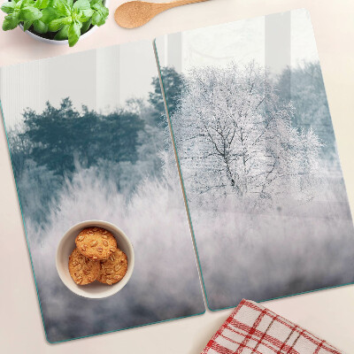 Planche à découper verre Paysage d'hiver avec des arbres