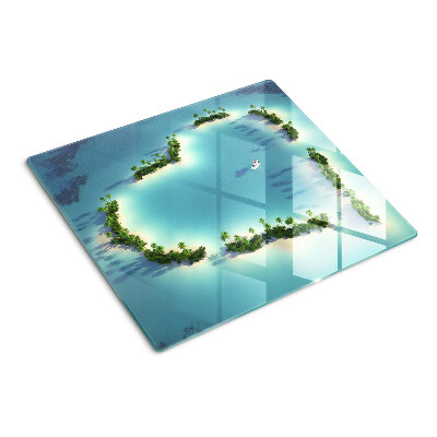 Planche à découper verre Île paradisiaque avec palmiers