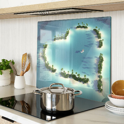 Planche à découper verre Île paradisiaque avec palmiers
