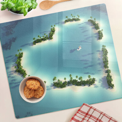Planche à découper verre Île paradisiaque avec palmiers