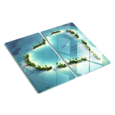 Planche à découper verre Île paradisiaque avec palmiers