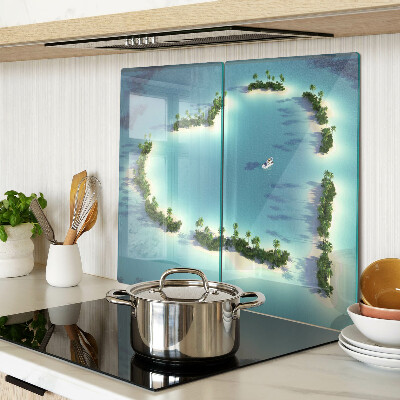 Planche à découper verre Île paradisiaque avec palmiers