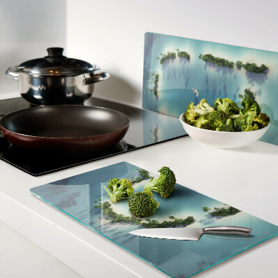 Planche à découper verre Île paradisiaque avec palmiers