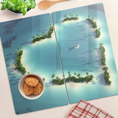 Planche à découper verre Île paradisiaque avec palmiers