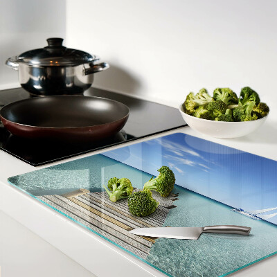 Planche à découper en verre Jetée sur la mer turquoise