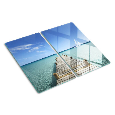 Planche à découper en verre Jetée sur la mer turquoise