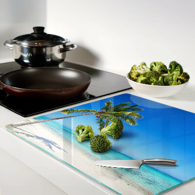 Planche à découper en verre Plage avec palmier