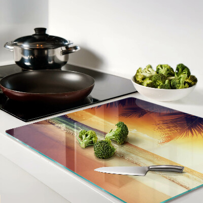 Planche à découper en verre Coucher de soleil sur la plage