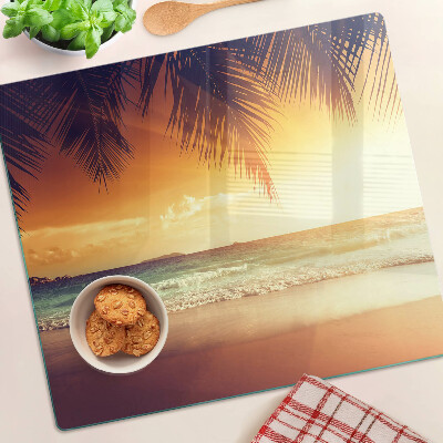 Planche à découper en verre Coucher de soleil sur la plage