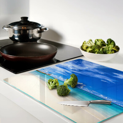 Planche à découper verre Plage tropicale avec ciel bleu